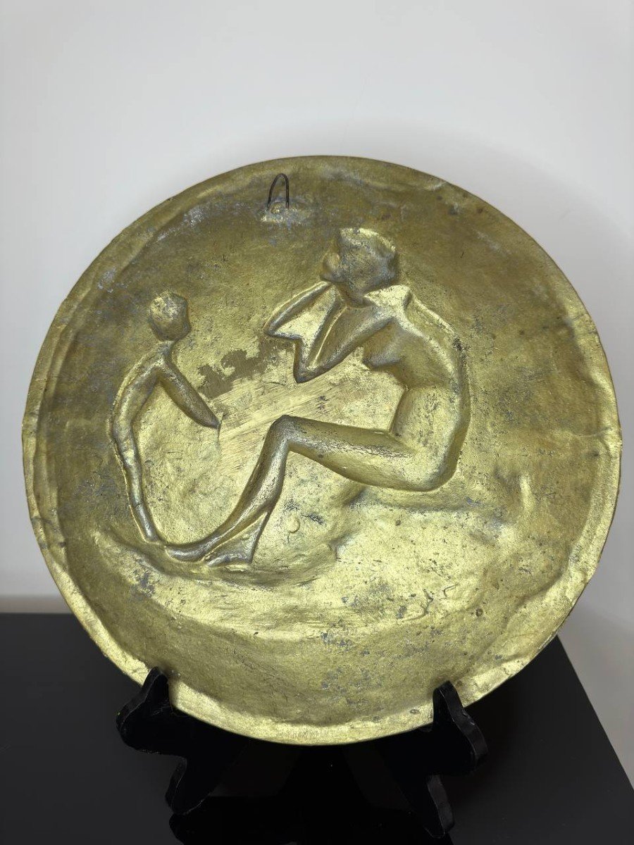 Aristide Onésime Croisy (français, 1840-1899). Printemps, Plat En Bronze.-photo-3