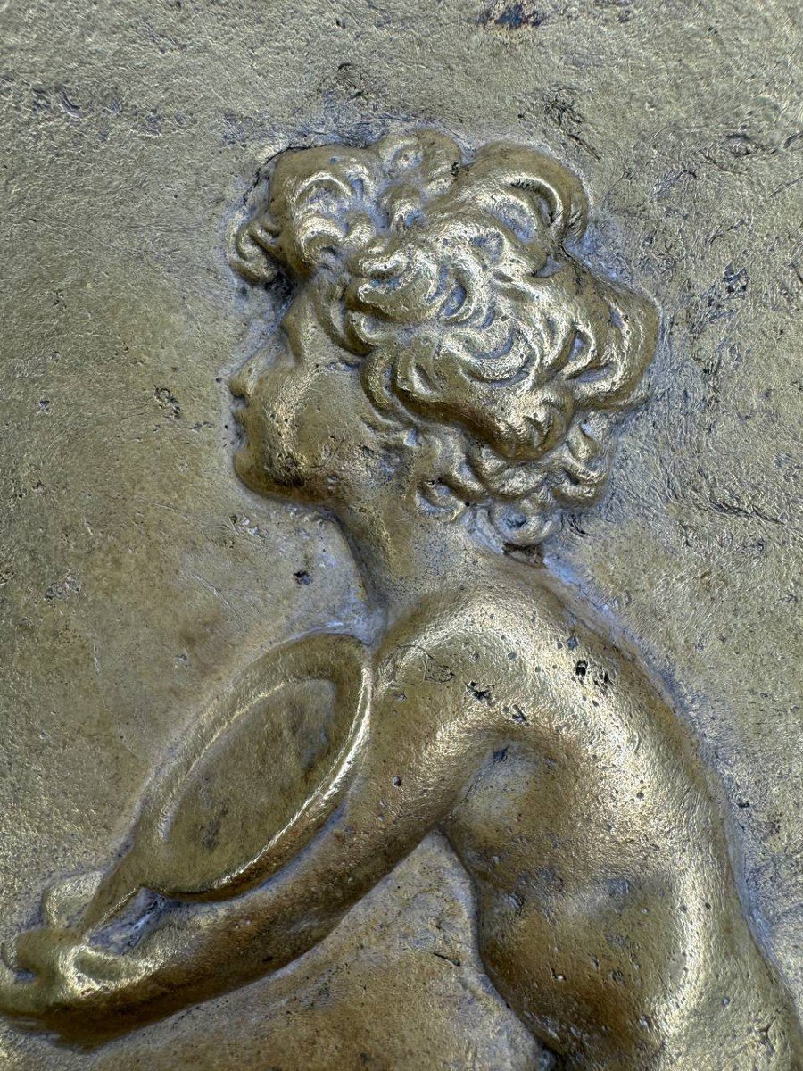 Aristide Onésime Croisy (français, 1840-1899). Printemps, Plat En Bronze.-photo-1