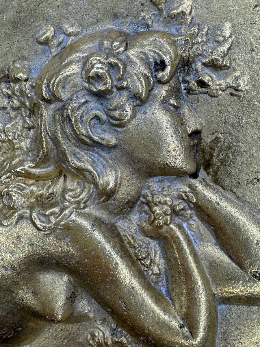 Aristide Onésime Croisy (français, 1840-1899). Printemps, Plat En Bronze.-photo-2