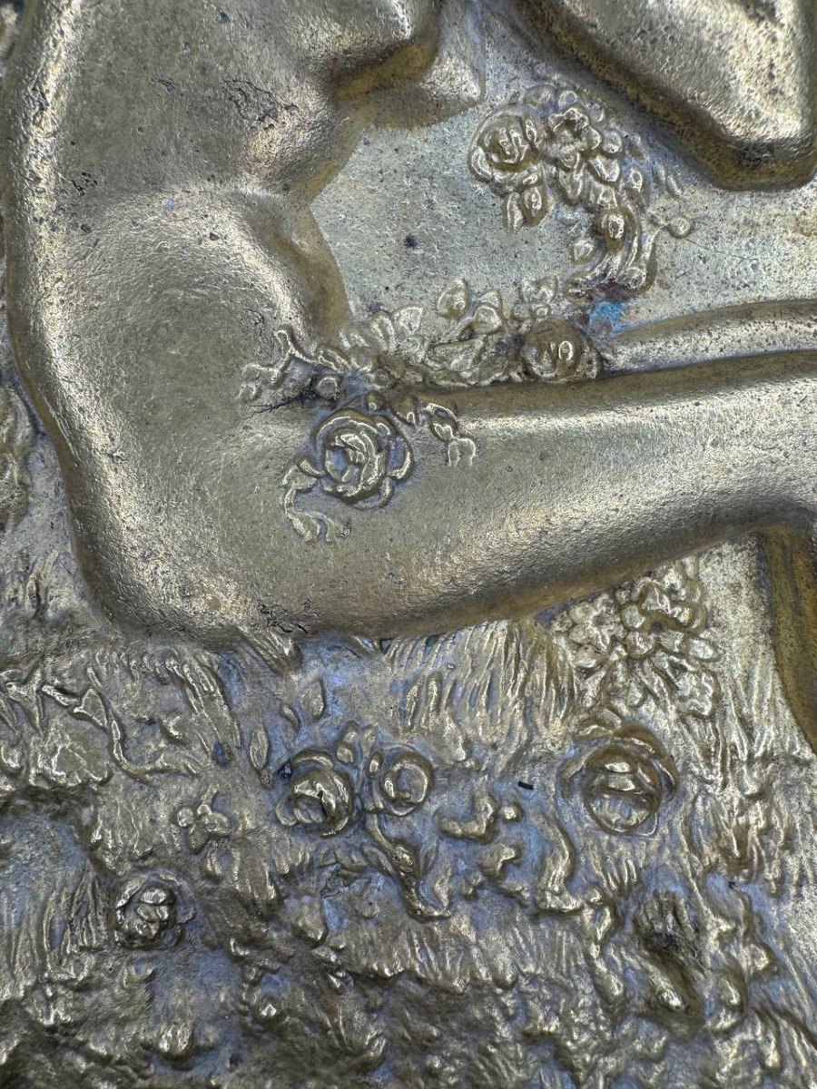 Aristide Onésime Croisy (français, 1840-1899). Printemps, Plat En Bronze.-photo-4