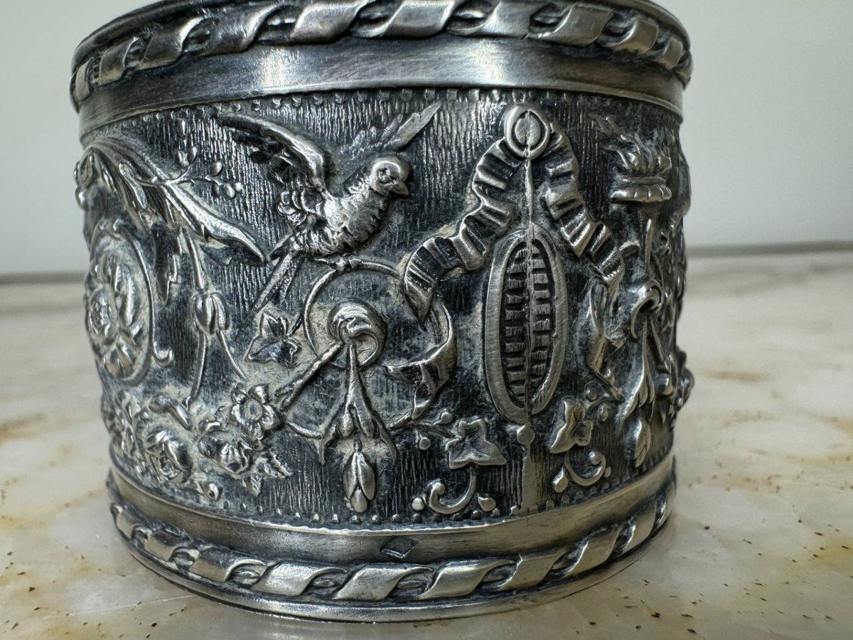 Old Napkin Ring, In Solid Silver, Minerva Hallmark.-photo-3