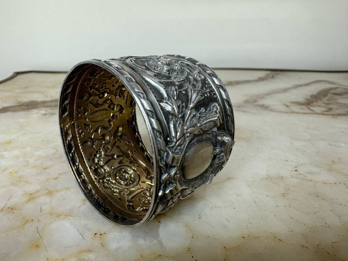 Old Napkin Ring, In Solid Silver, Minerva Hallmark.-photo-4