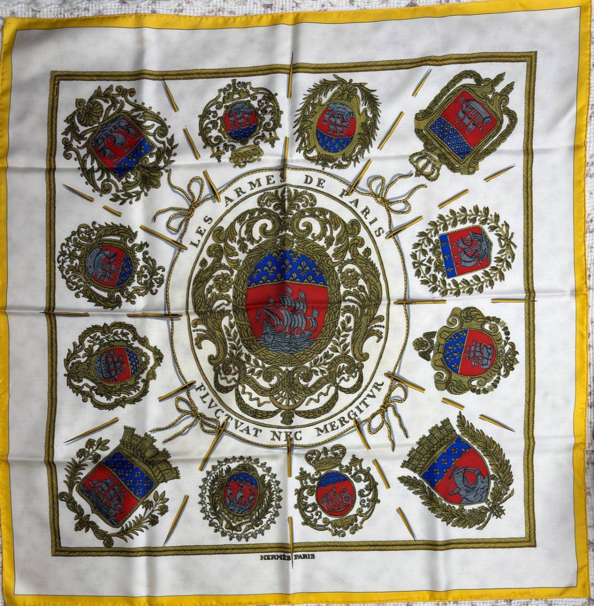 Hermès "the Arms Of Paris" Silk Square Scarf