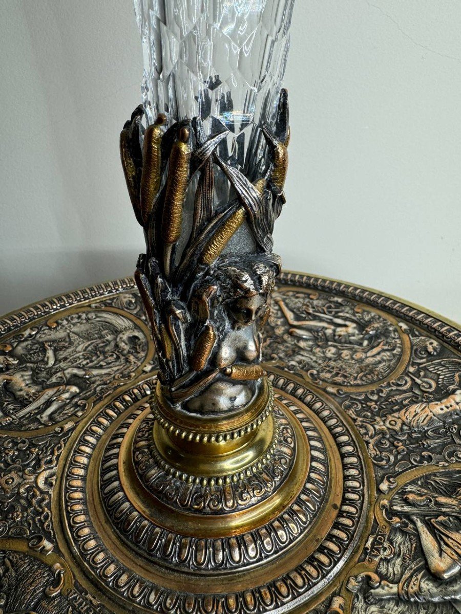 Large Centerpiece Cup Or Vase In Bronze & Baccarat Crystal Tulipiere XIXth Napoleon III-photo-7