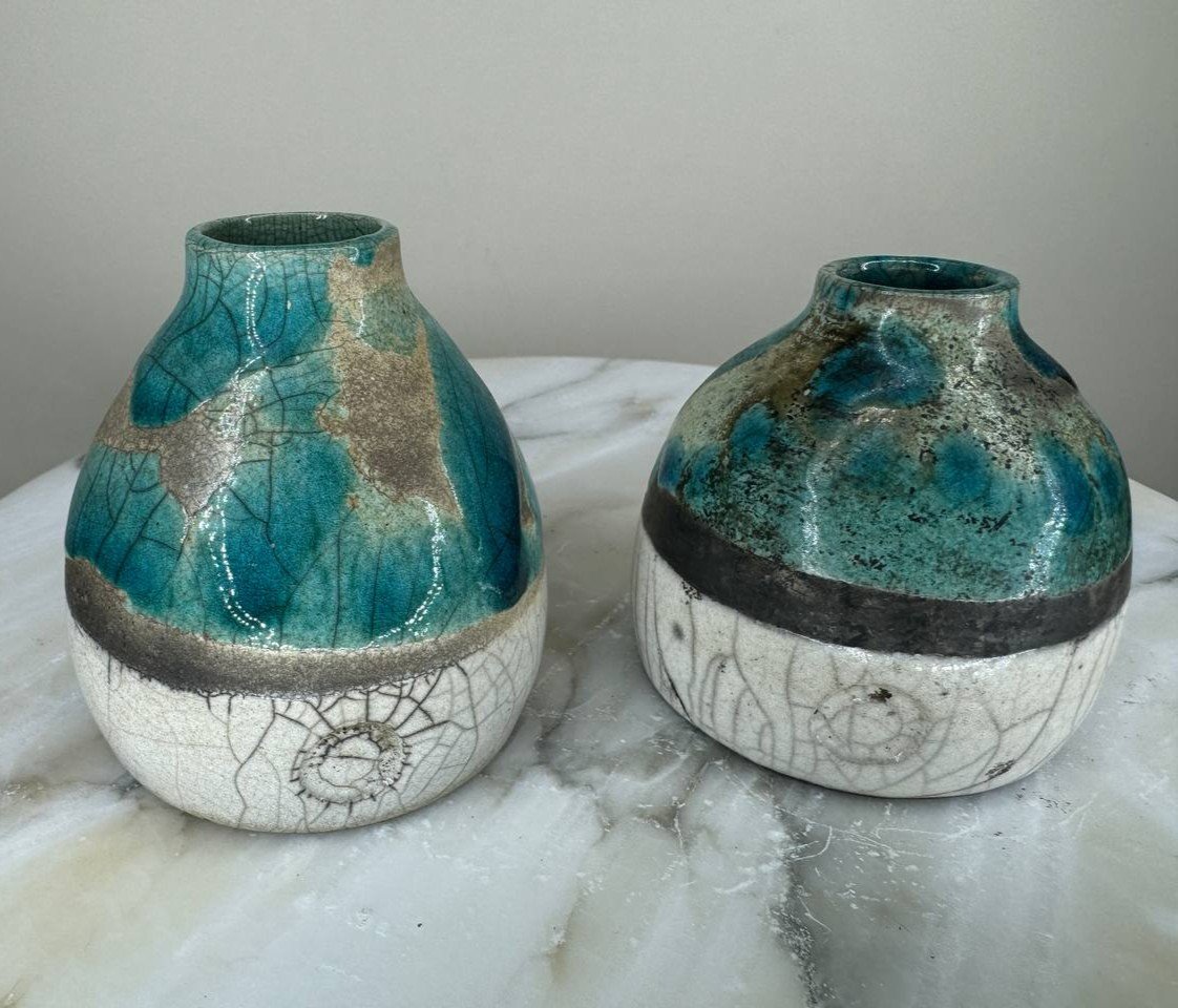 Vases En Céramique Dans Le Style Raku XX