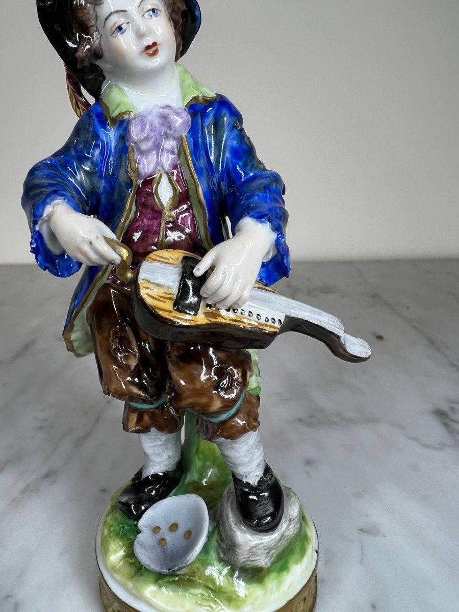 "hurdy-gurdy Player" German Polychrome Porcelain, Late 19th Century-photo-4