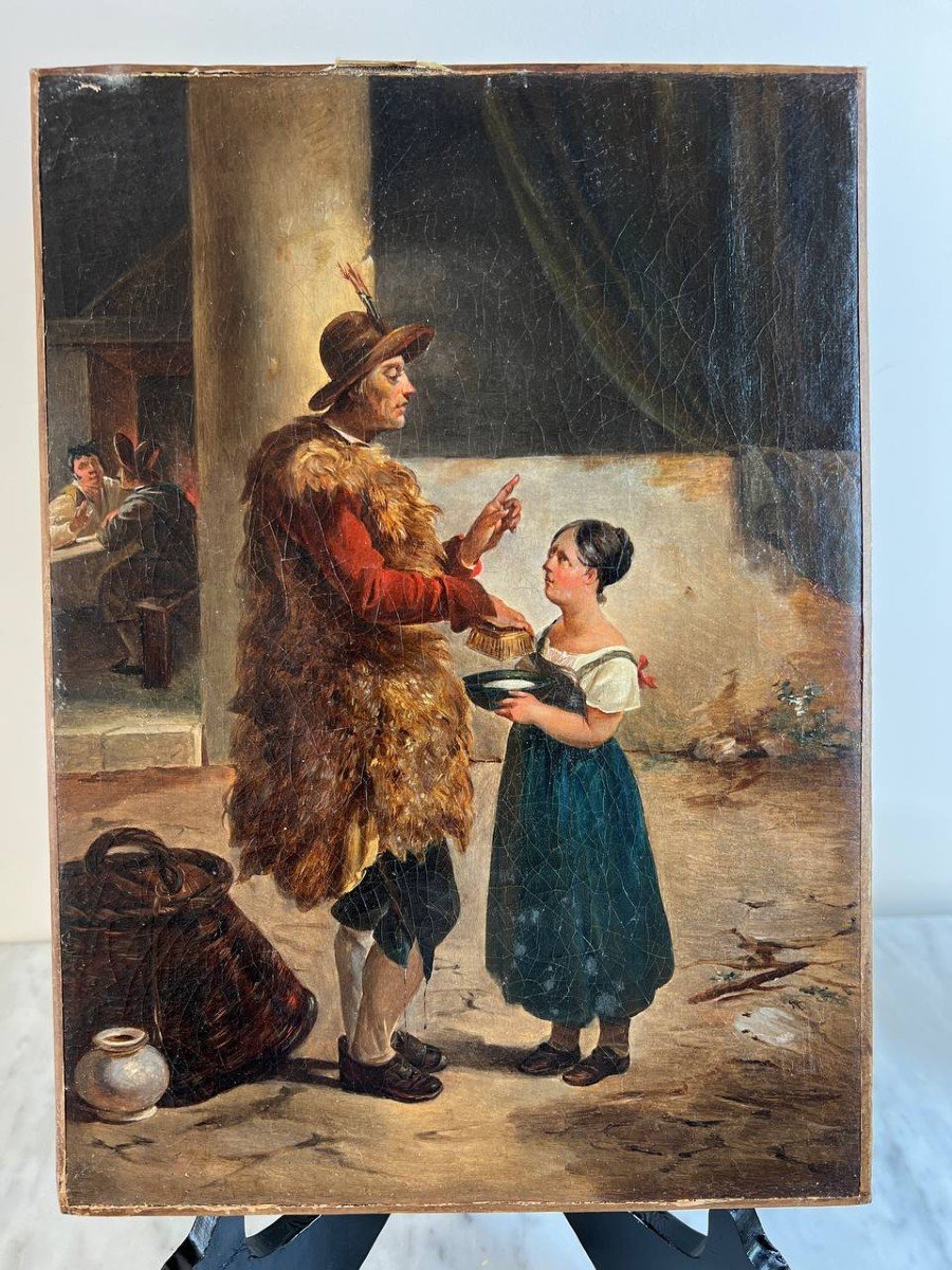 Hortense Haudebourt-Lescot Paris(1784 - 1845) Servante Et Son Maître Dans Une Cour De Ferme