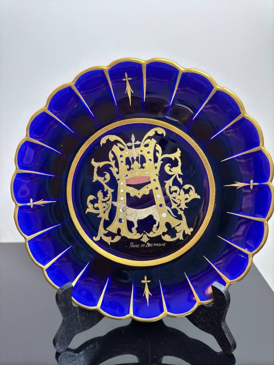 Gustave Asch (1856-1911) Heraldic Plates, Cobalt Blue Earthenware-photo-3