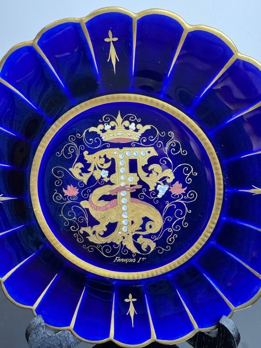 Gustave Asch (1856-1911) Heraldic Plates, Cobalt Blue Earthenware-photo-4