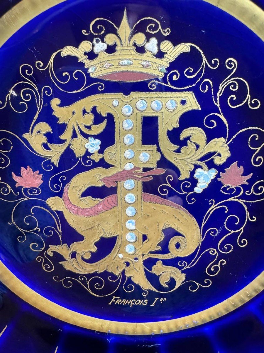 Gustave Asch (1856-1911) Heraldic Plates, Cobalt Blue Earthenware-photo-6