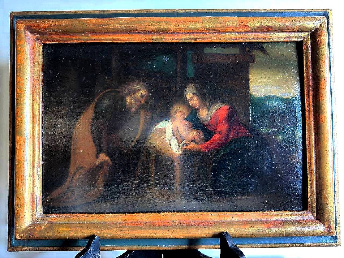 Italian School Painting 17th-18th Century Biblical Scene "the Birth Of Christ"-photo-2