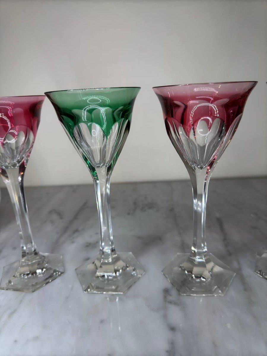 Rohmer Pink And Green Color Glasses In Baccarat Crystal-photo-2