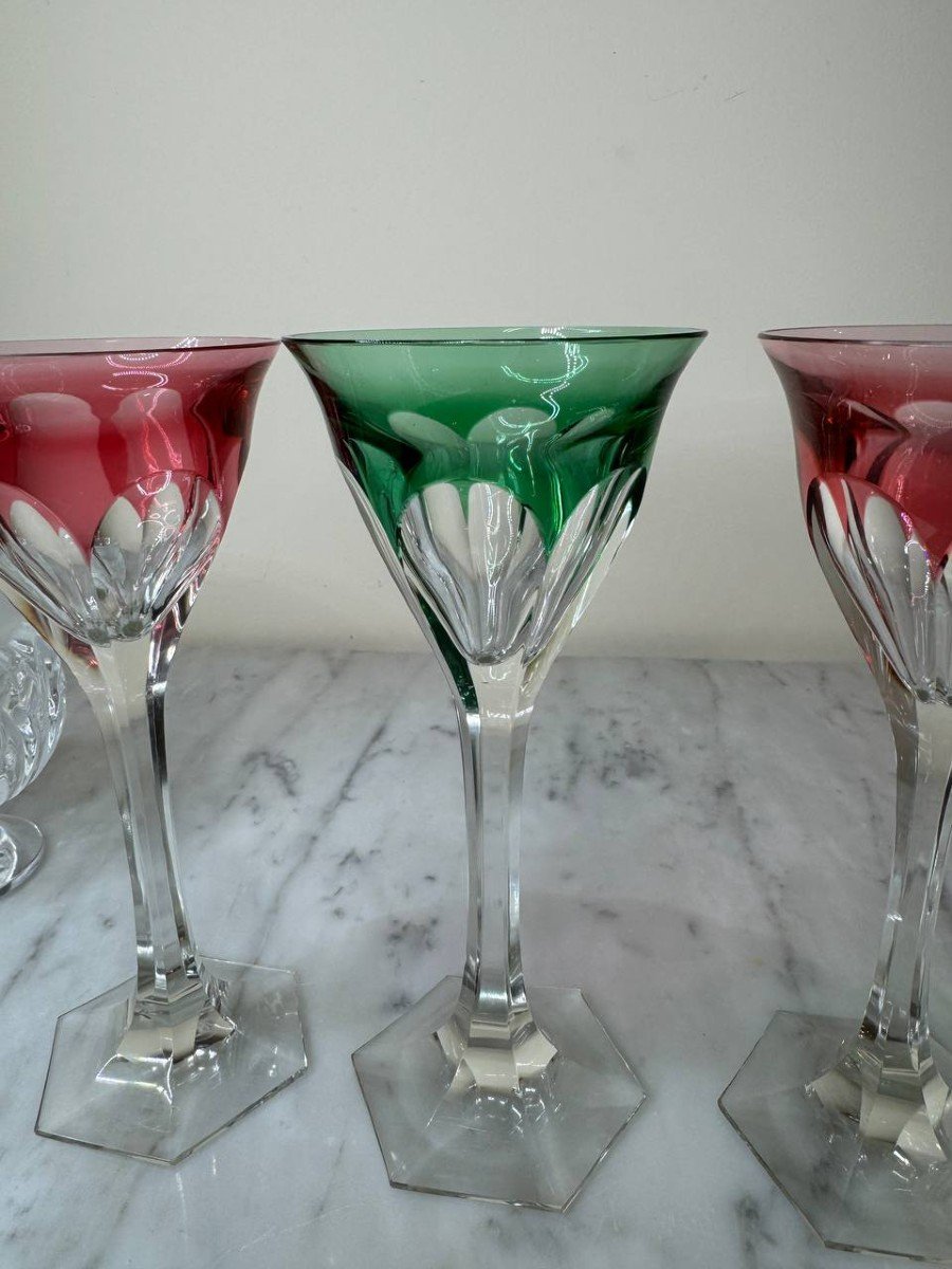 Rohmer Pink And Green Color Glasses In Baccarat Crystal-photo-3