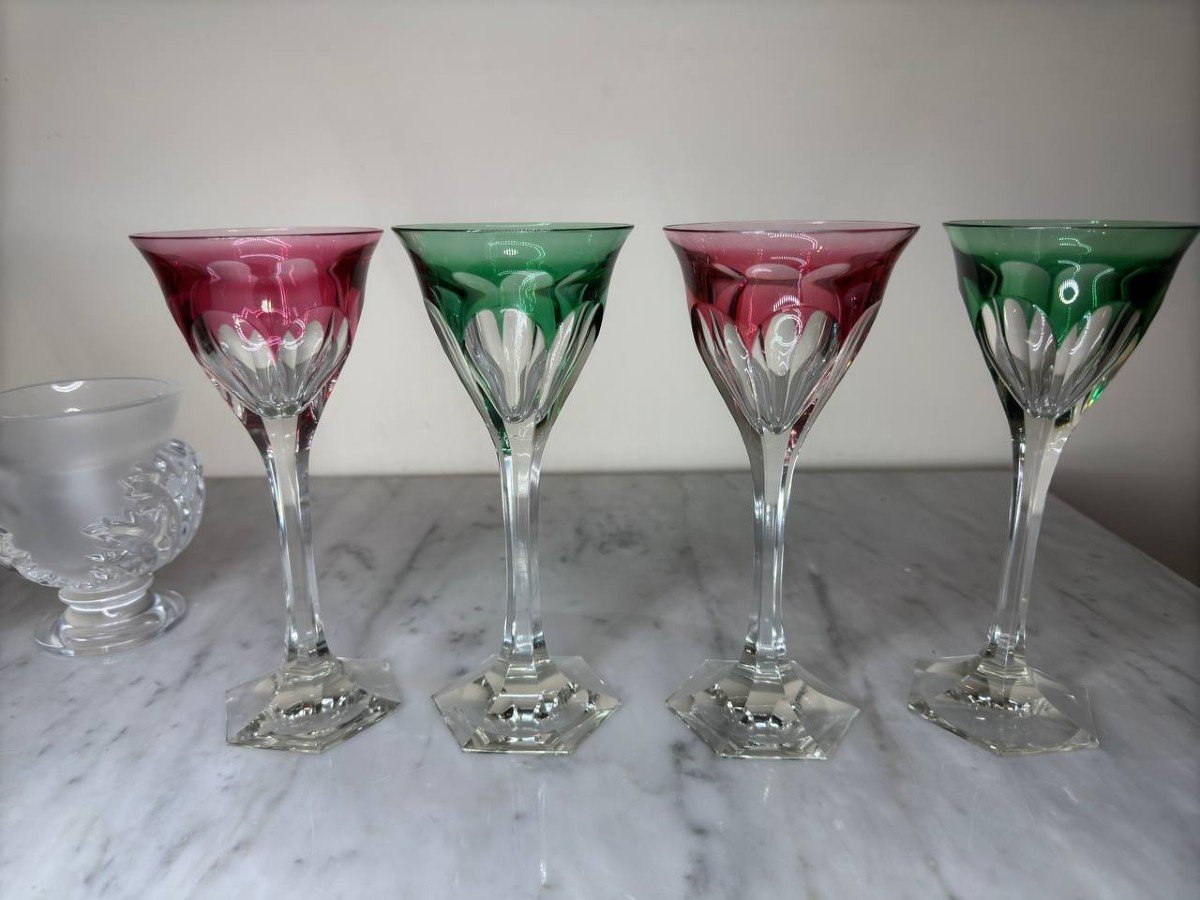 Rohmer Pink And Green Color Glasses In Baccarat Crystal-photo-4