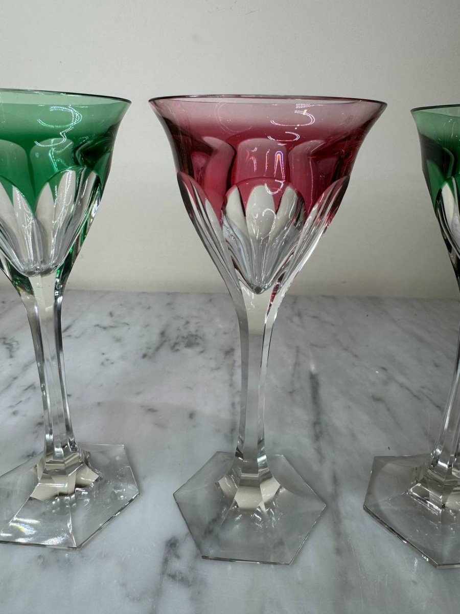 Rohmer Pink And Green Color Glasses In Baccarat Crystal-photo-1