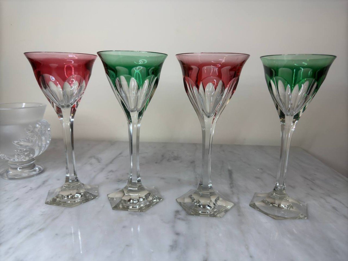 Rohmer Pink And Green Color Glasses In Baccarat Crystal