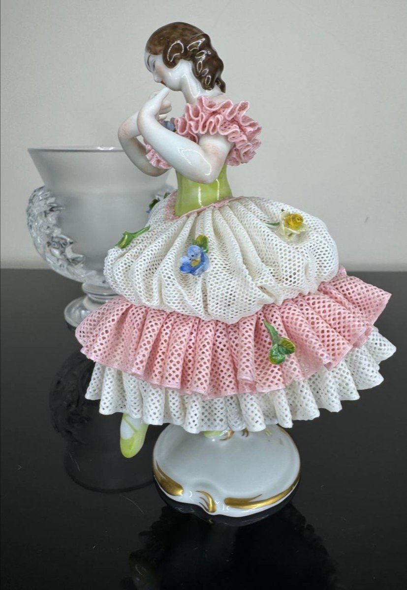 Figurine De Ballerine En Dentelle Allemande De Volkstedt-photo-2