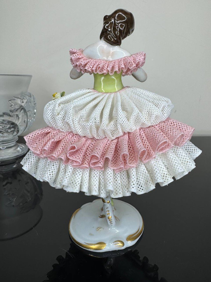 Figurine De Ballerine En Dentelle Allemande De Volkstedt-photo-5