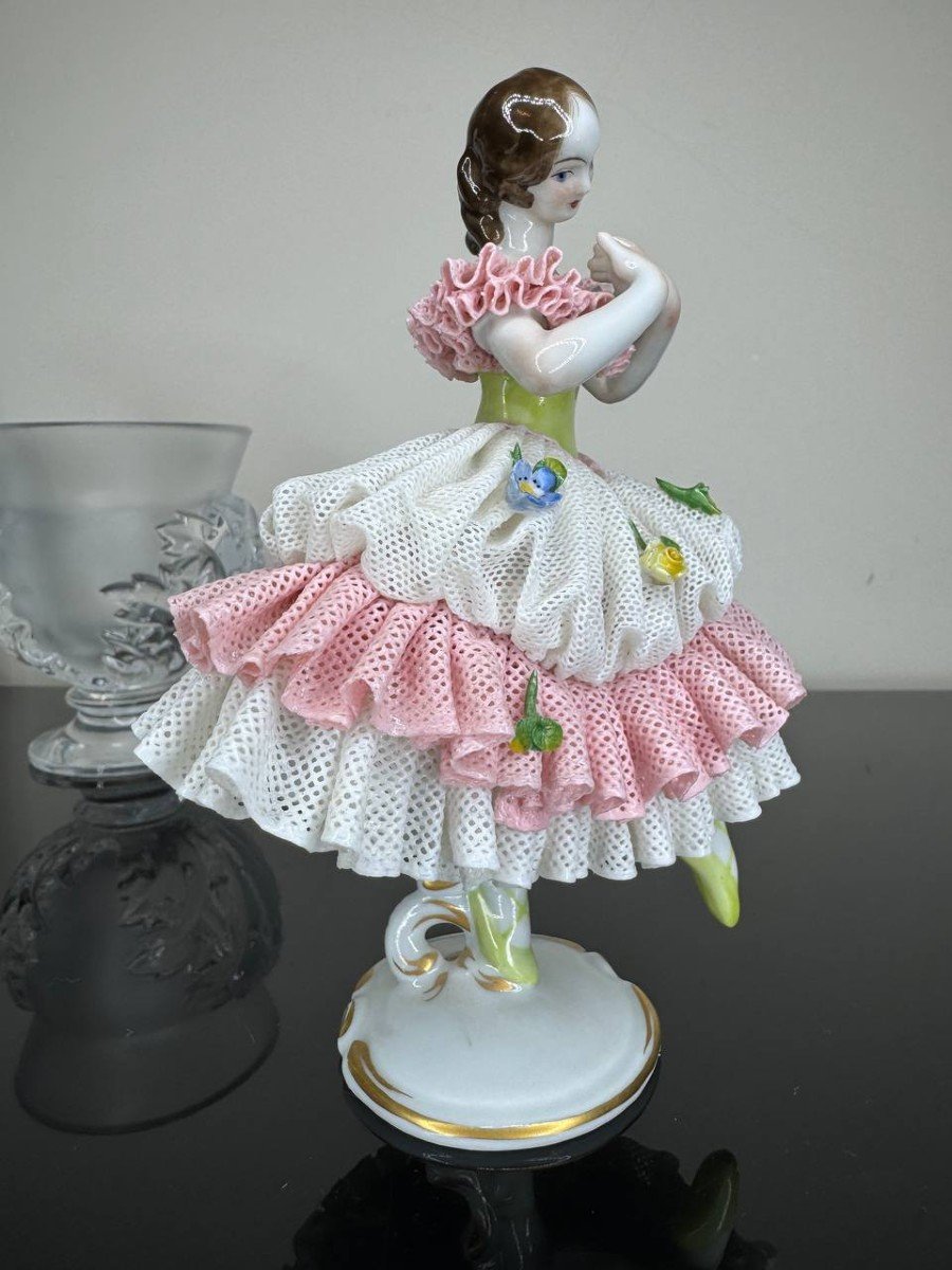 Figurine De Ballerine En Dentelle Allemande De Volkstedt-photo-6