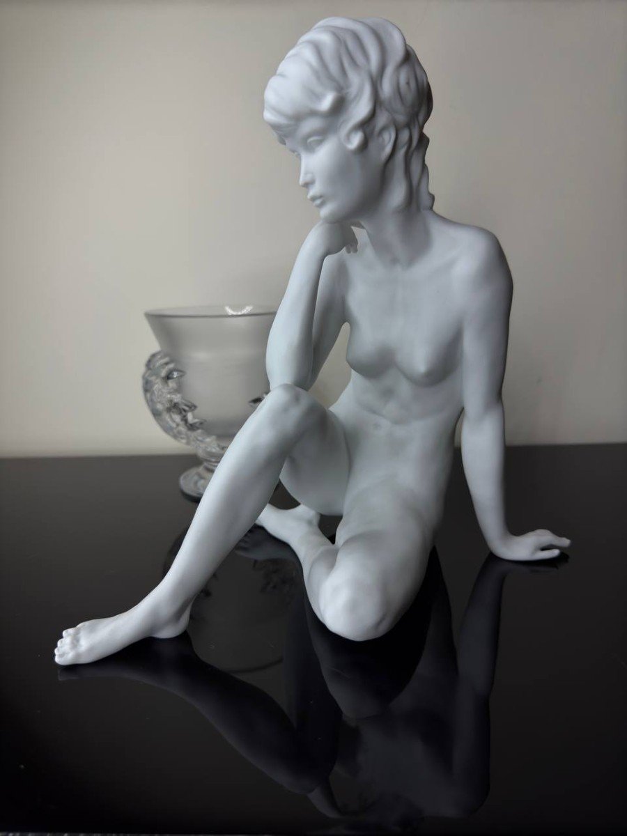 Femme Nue Assise , En Porcelaine Kaiser Années 1970-photo-4