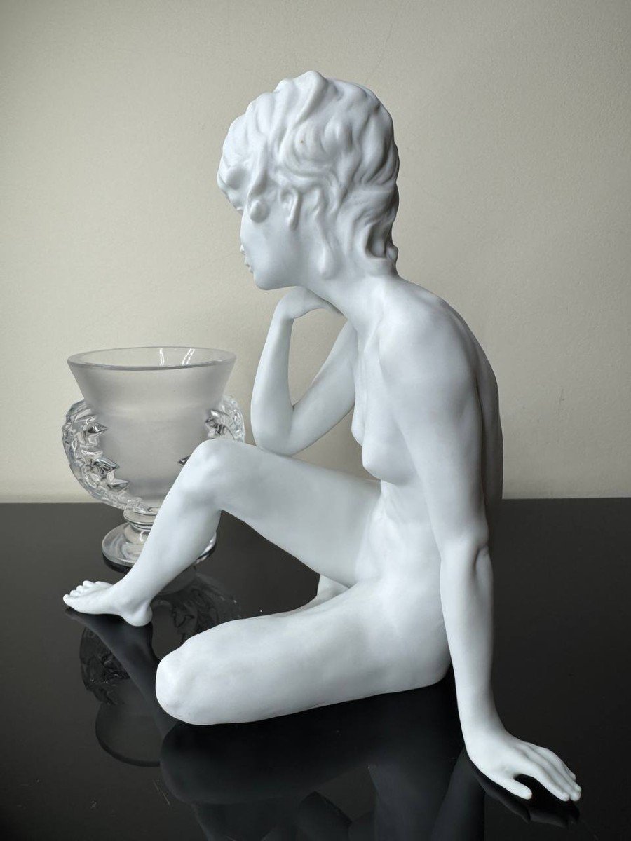 Femme Nue Assise , En Porcelaine Kaiser Années 1970-photo-1