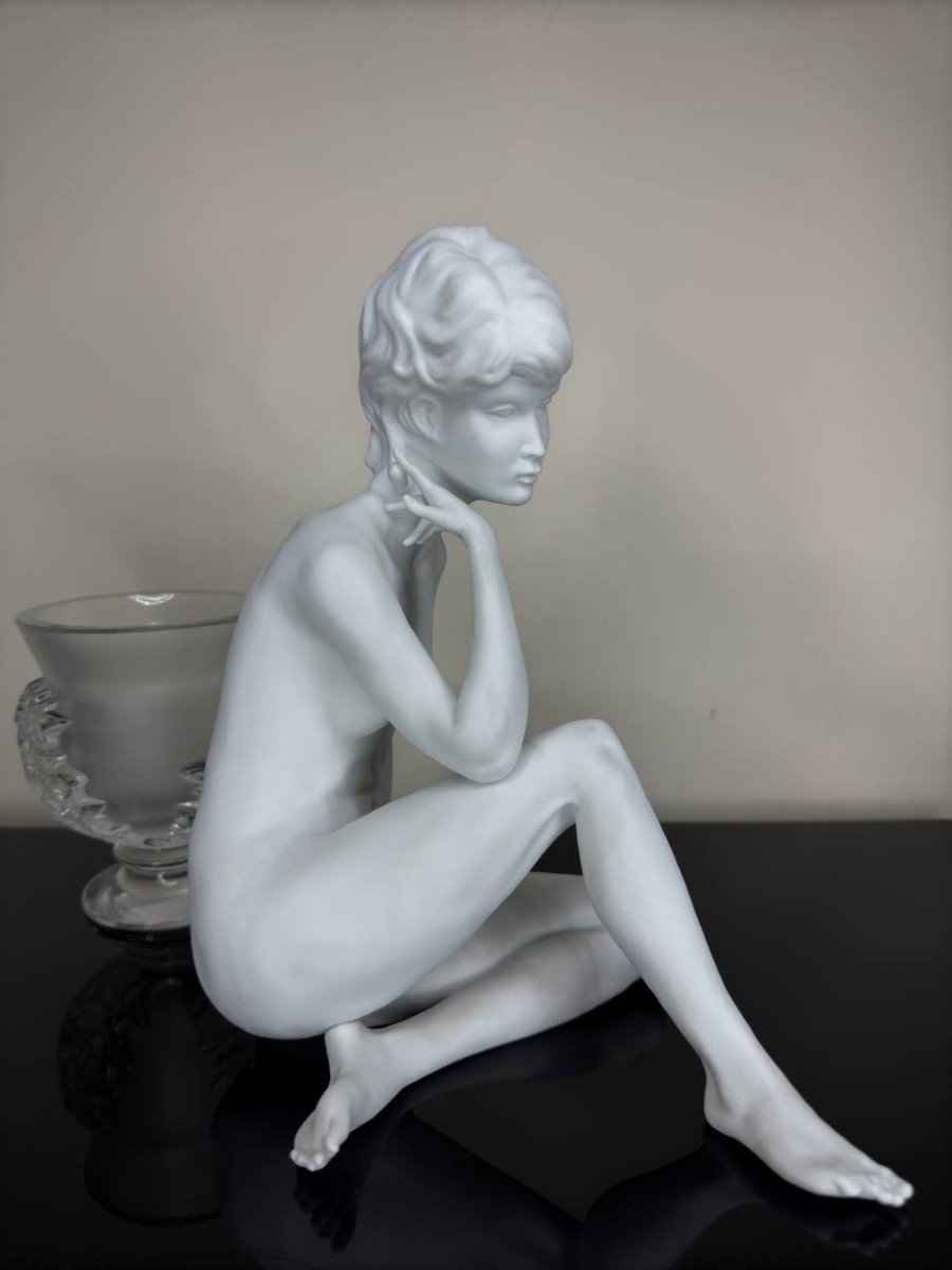 Femme Nue Assise , En Porcelaine Kaiser Années 1970-photo-4