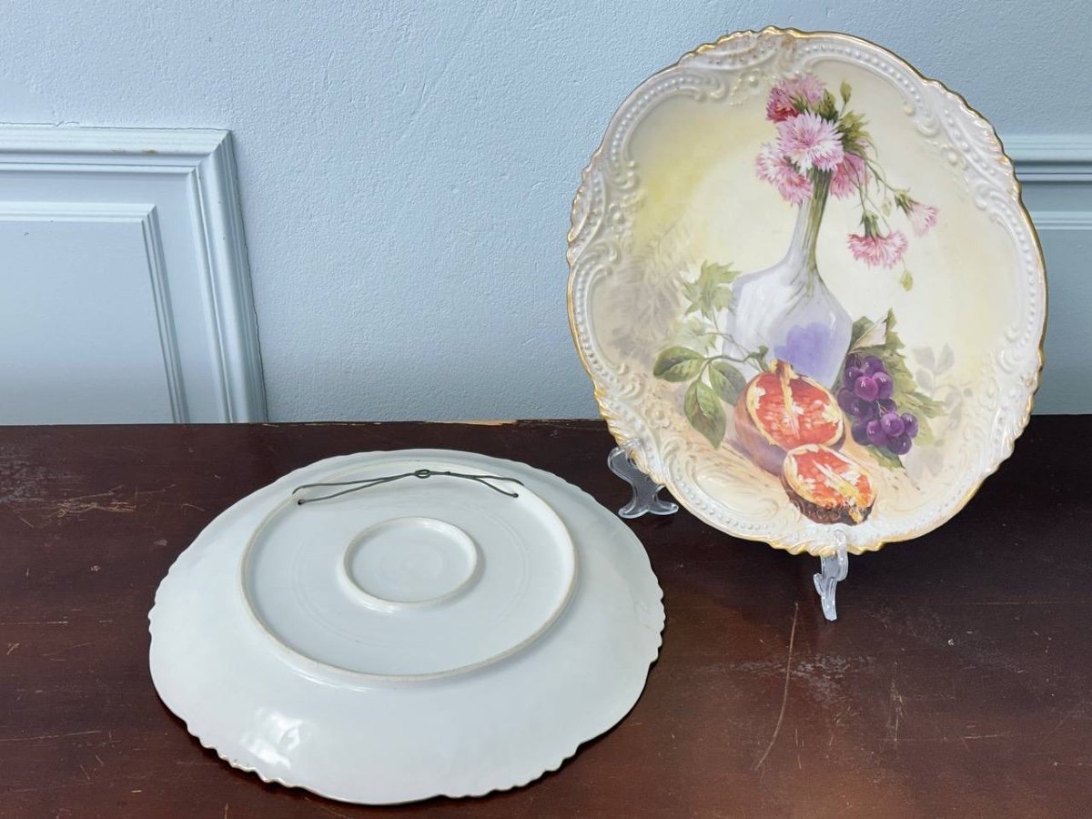 Two Large 20th Century Limoges Hand Painted Dishes-photo-6