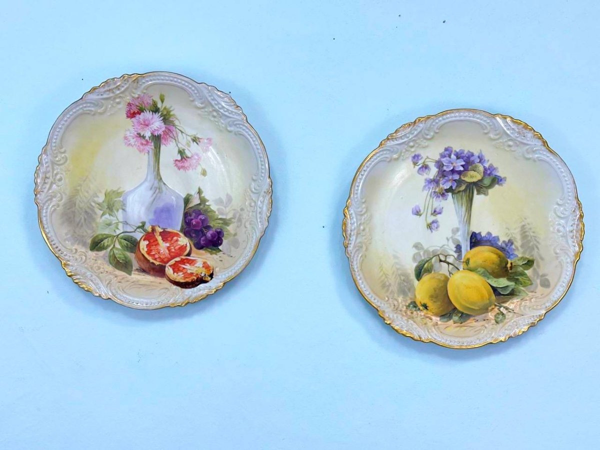 Two Large 20th Century Limoges Hand Painted Dishes