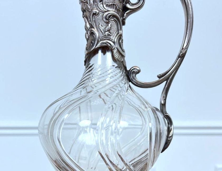 "crystal And Silver Metal Ewer, Late 19th Century"-photo-2