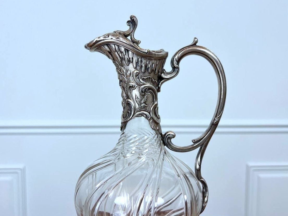 "crystal And Silver Metal Ewer, Late 19th Century"-photo-3