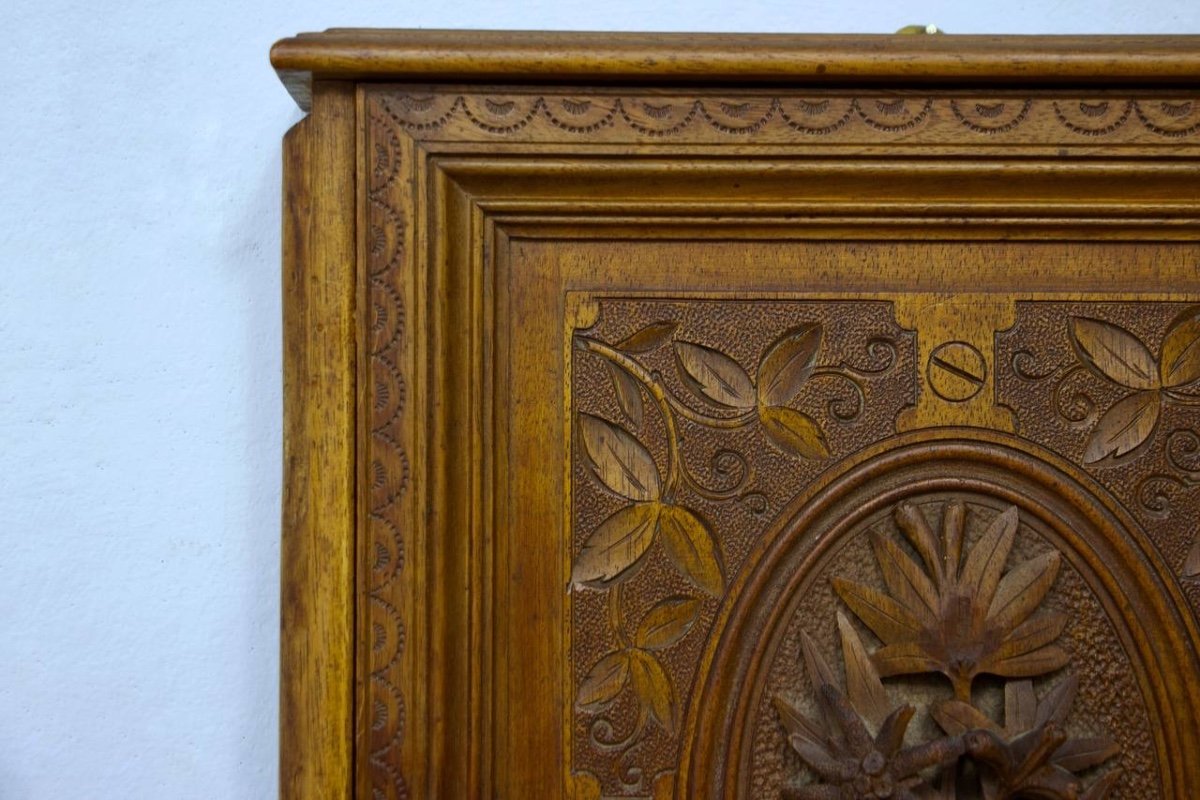 Carved Walnut Key Chest Circa 1880-photo-2