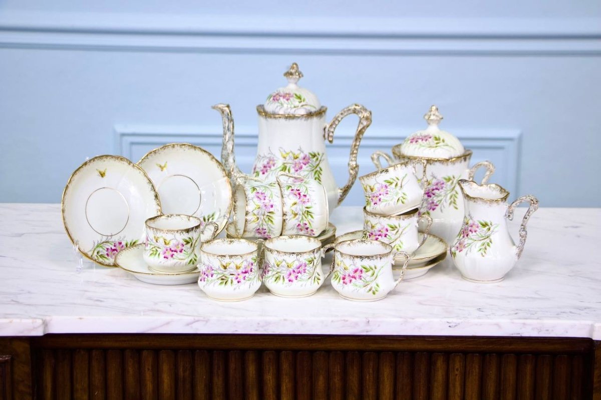 Porcelain Tea Or Coffee Set With Lions From Faience Rue De Rivoli Paris-photo-2