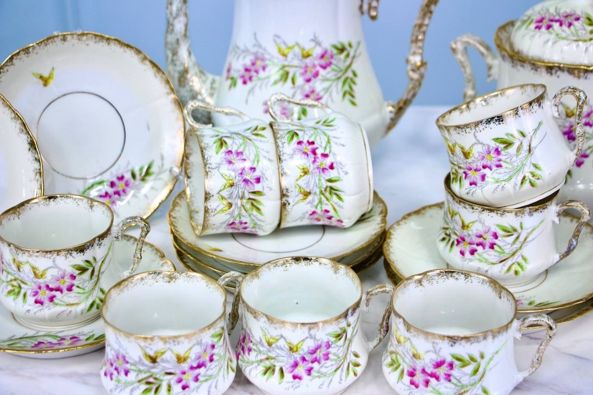 Porcelain Tea Or Coffee Set With Lions From Faience Rue De Rivoli Paris-photo-3