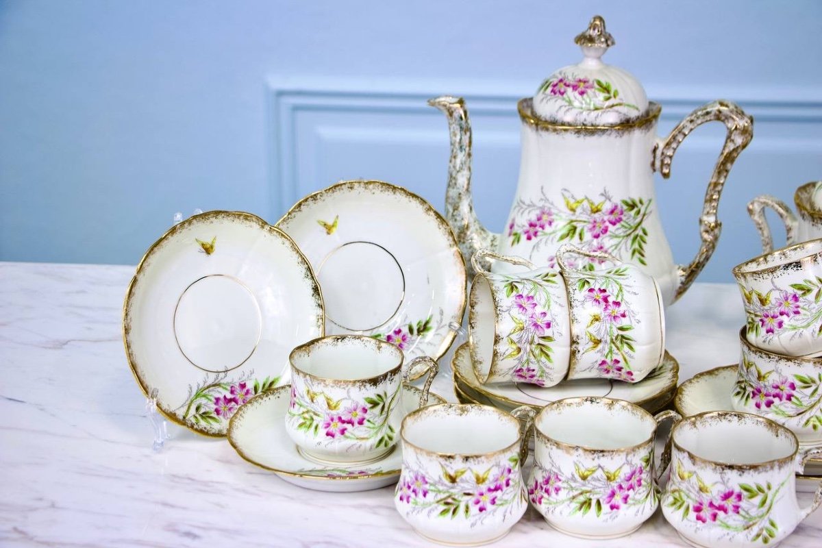 Porcelain Tea Or Coffee Set With Lions From Faience Rue De Rivoli Paris-photo-4