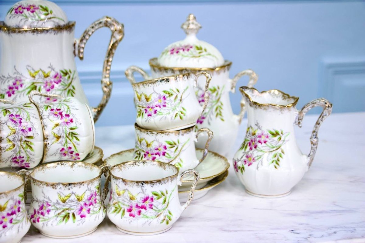 Porcelain Tea Or Coffee Set With Lions From Faience Rue De Rivoli Paris-photo-1