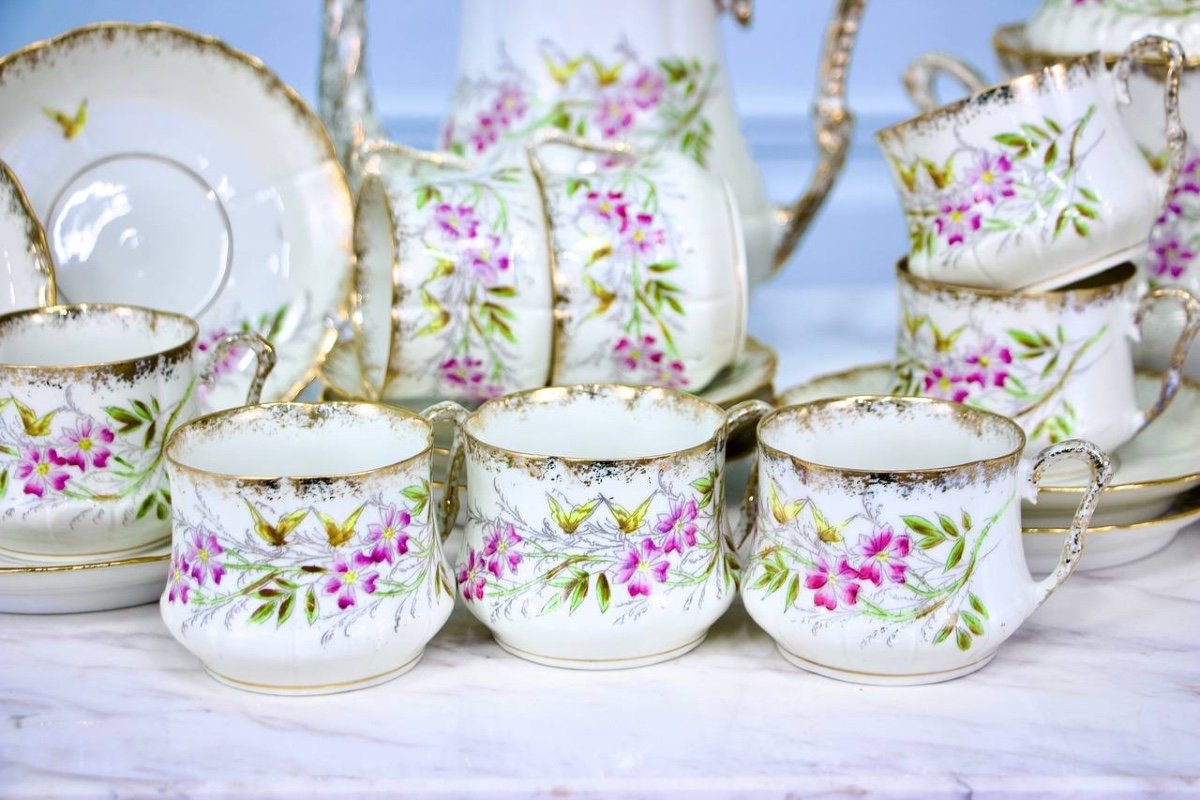 Porcelain Tea Or Coffee Set With Lions From Faience Rue De Rivoli Paris-photo-2