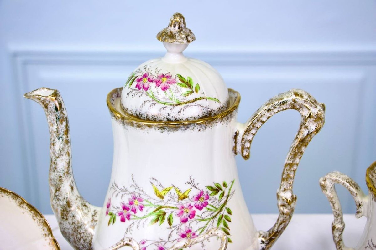 Porcelain Tea Or Coffee Set With Lions From Faience Rue De Rivoli Paris-photo-4