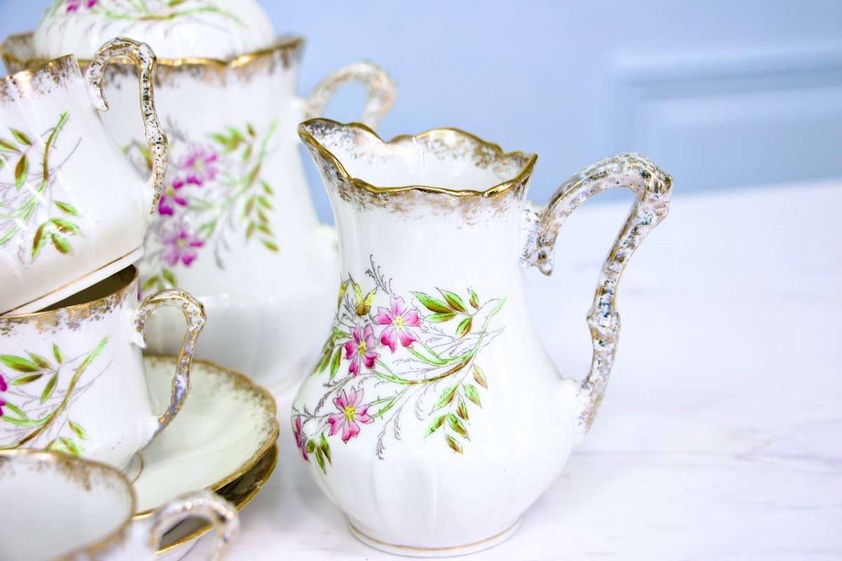 Porcelain Tea Or Coffee Set With Lions From Faience Rue De Rivoli Paris-photo-6