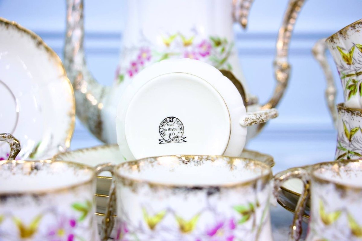 Porcelain Tea Or Coffee Set With Lions From Faience Rue De Rivoli Paris-photo-8