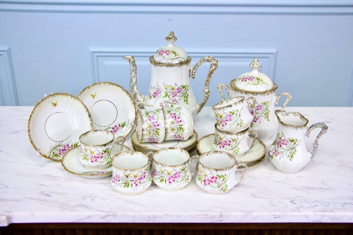 Porcelain Tea Or Coffee Set With Lions From Faience Rue De Rivoli Paris