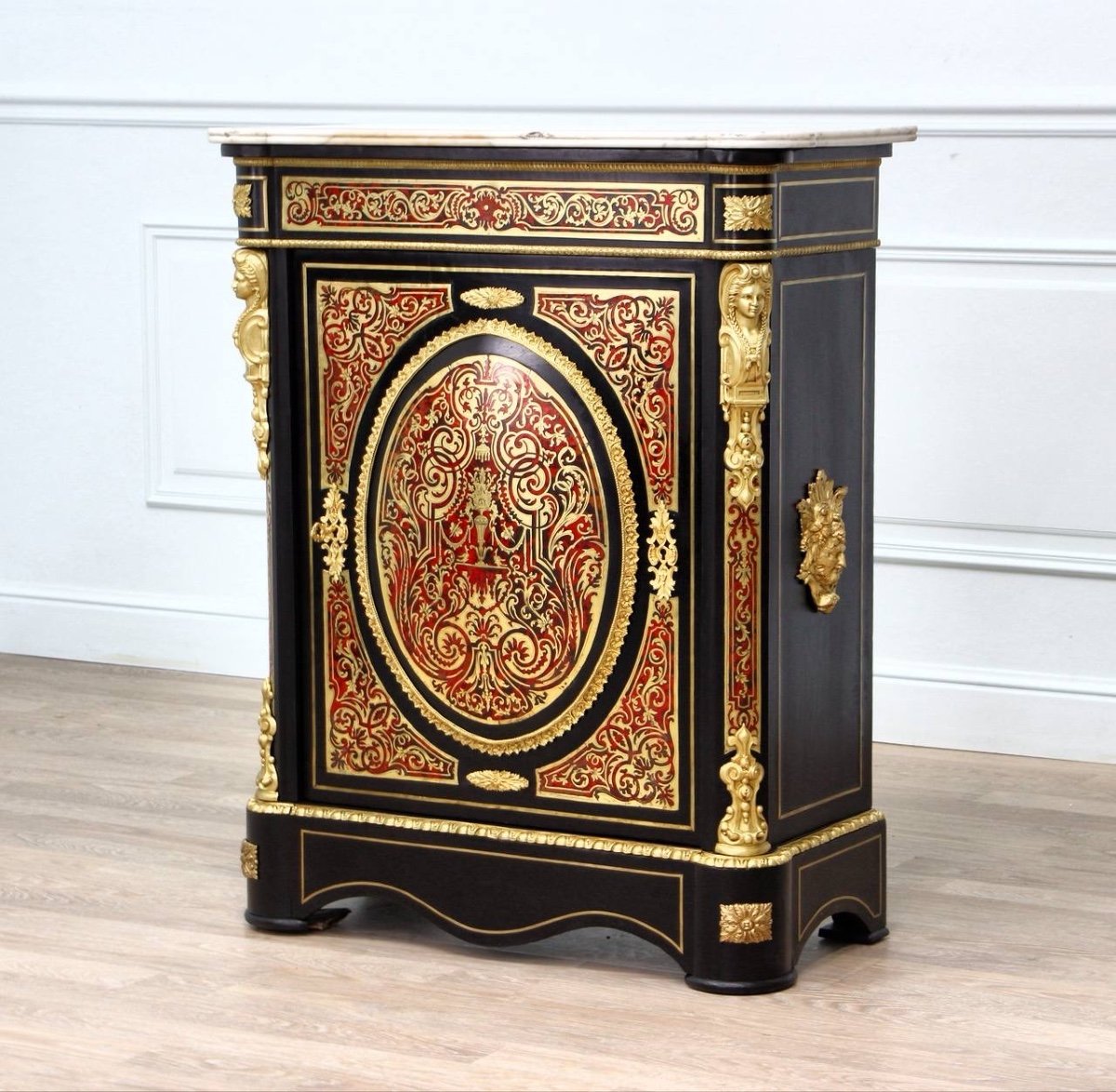 Meuble d'Appui, Commode Boulle d'époque Napoléon III 19ème Siècle -photo-2