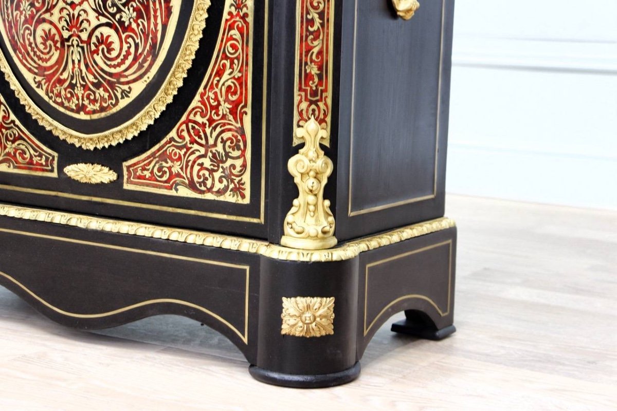 Meuble d'Appui, Commode Boulle d'époque Napoléon III 19ème Siècle -photo-4