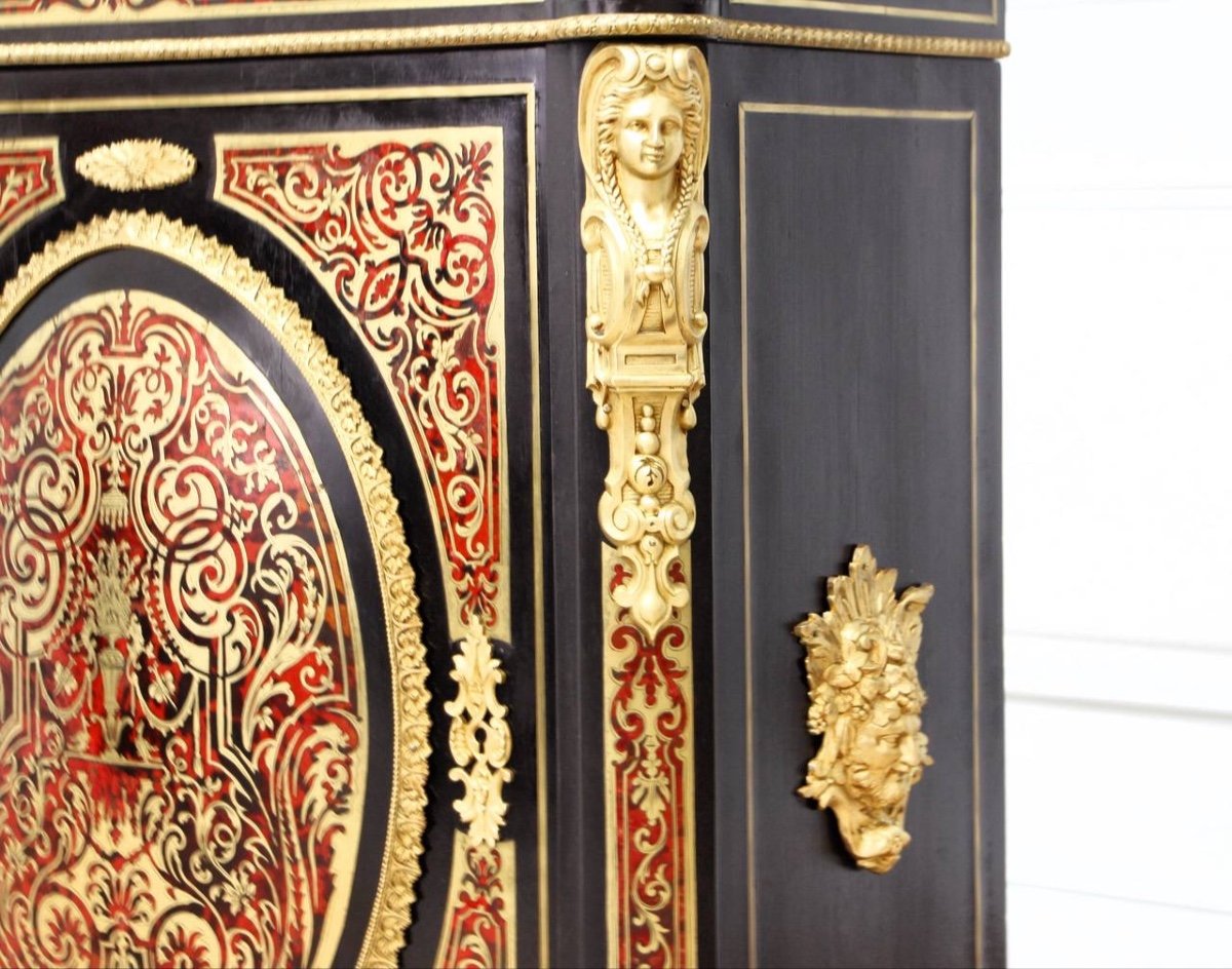 Meuble d'Appui, Commode Boulle d'époque Napoléon III 19ème Siècle -photo-1