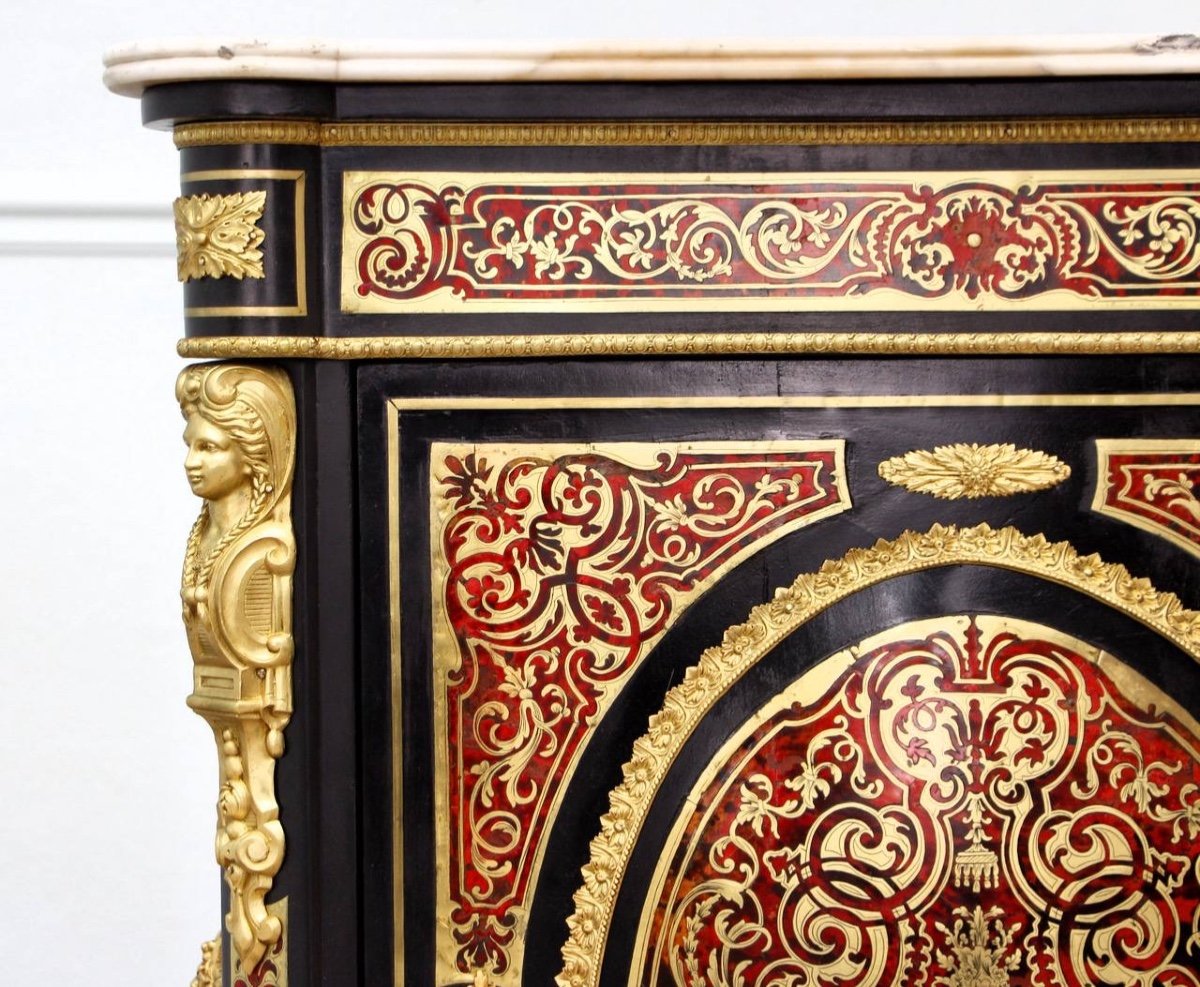 Meuble d'Appui, Commode Boulle d'époque Napoléon III 19ème Siècle -photo-4