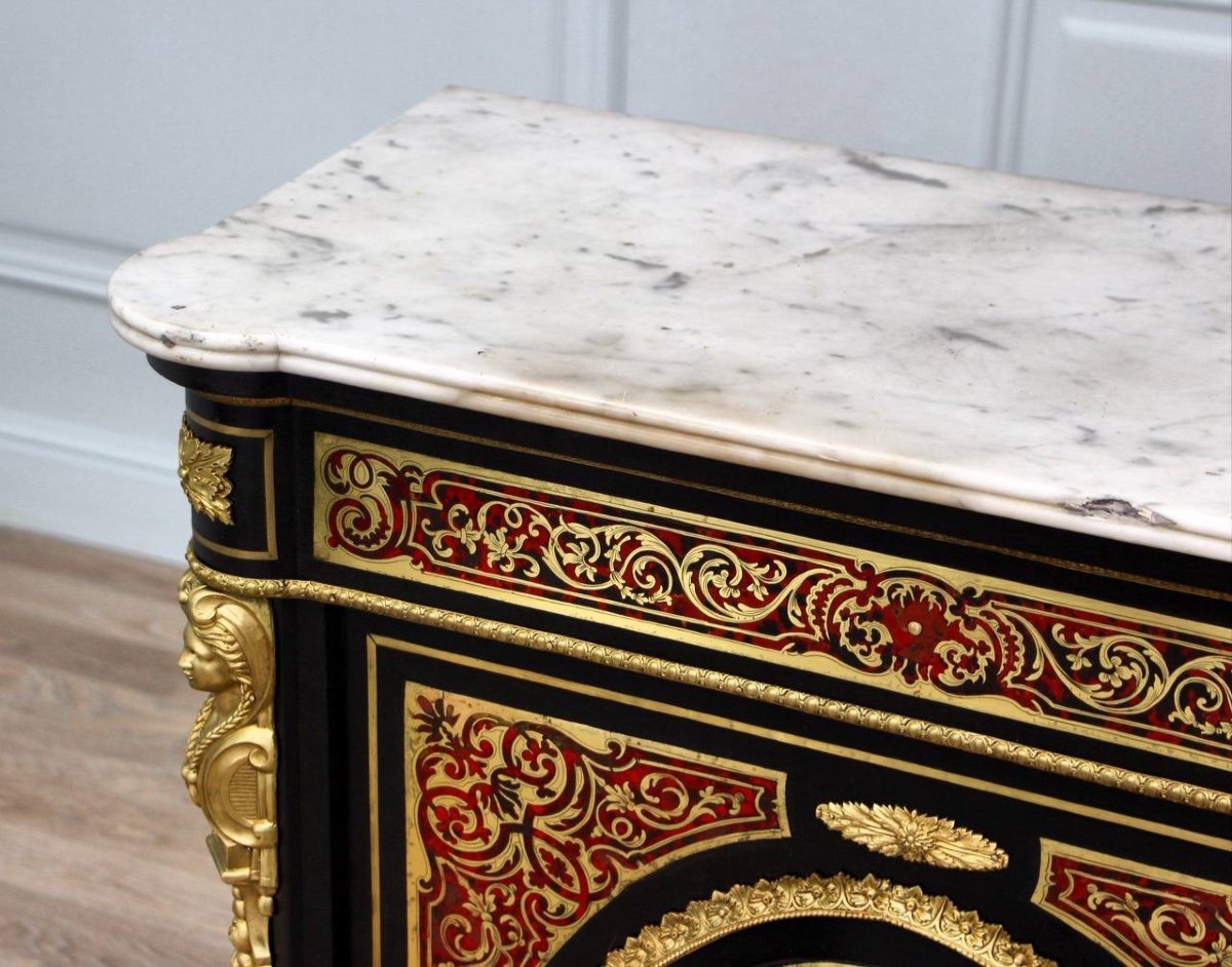 Meuble d'Appui, Commode Boulle d'époque Napoléon III 19ème Siècle -photo-6