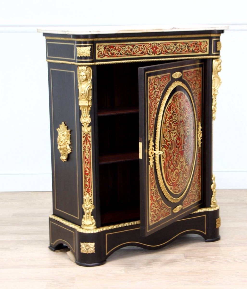 Meuble d'Appui, Commode Boulle d'époque Napoléon III 19ème Siècle -photo-7