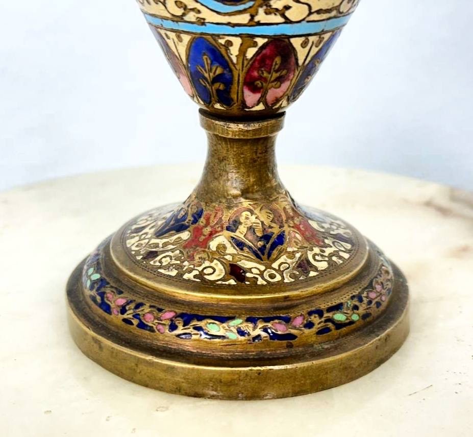 Vase Gobelet En Bronze Champlevé Cloisonné-photo-2