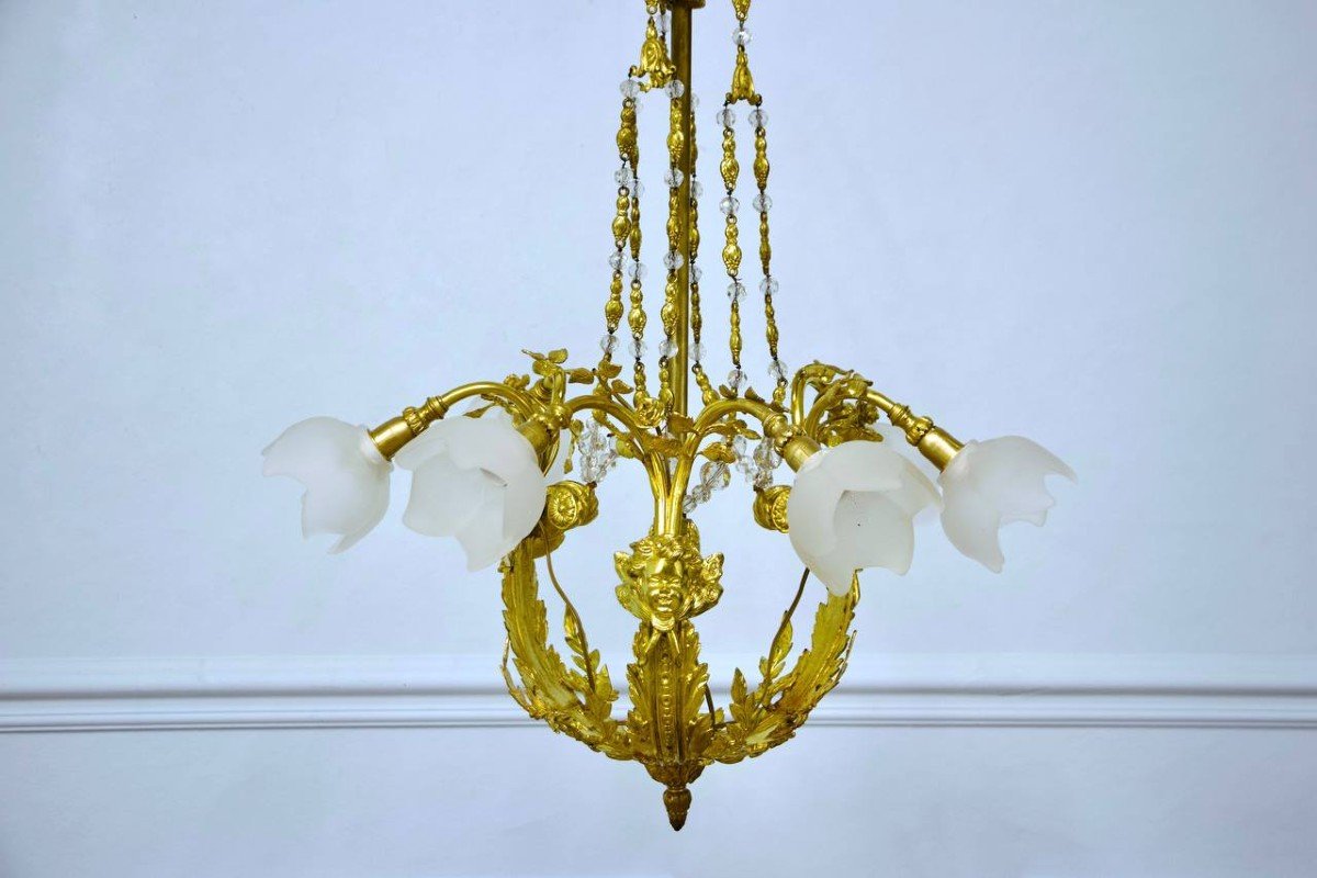 Louis XVI Style Gilt Bronze Chandelier-photo-4