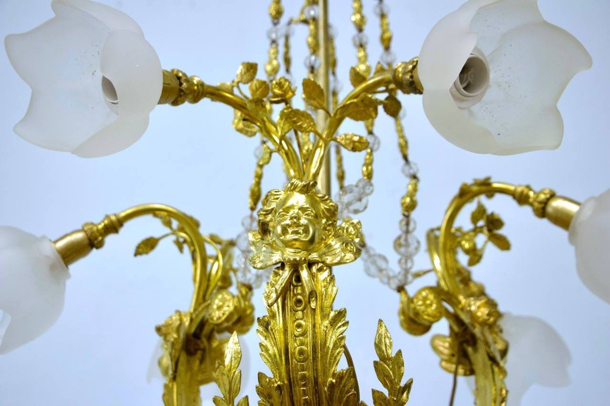 Louis XVI Style Gilt Bronze Chandelier-photo-3