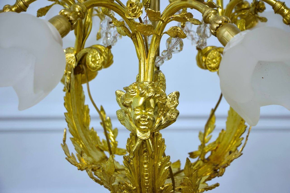 Louis XVI Style Gilt Bronze Chandelier-photo-5